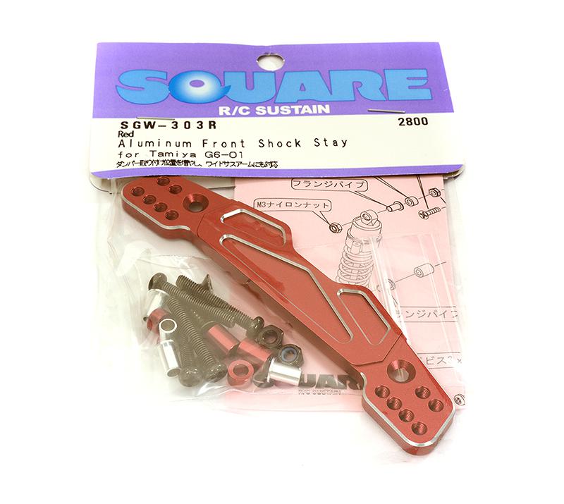 Square R/C Aluminum Front Damper Stay Red (Tamiya 1/18 G6-01)