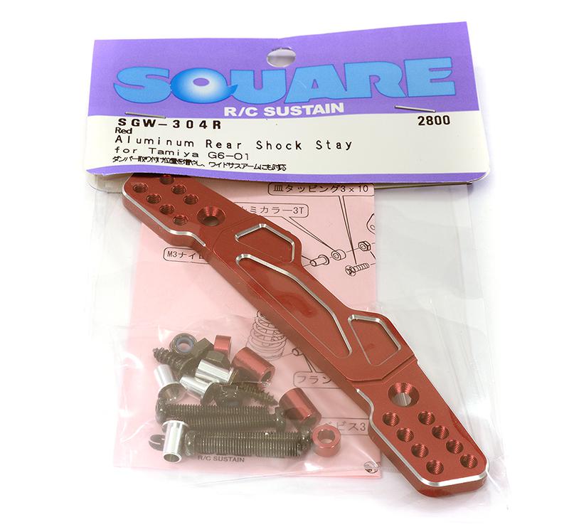 Square R/C Aluminum Rear Damper Stay Red (Tamiya 1/18 G6-01)