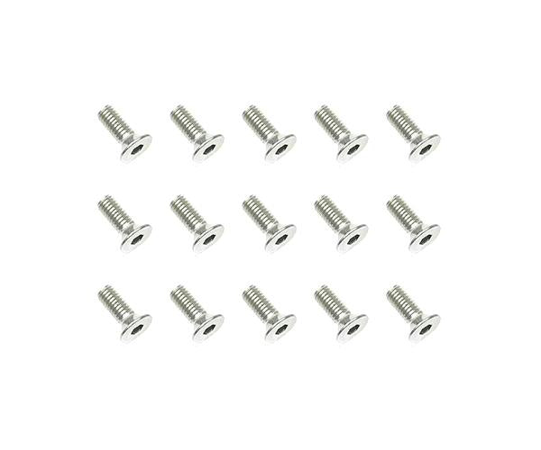Square R/C M3 x 8mm Stainless Steel Flat Head Hex Screws (15 pcs.)