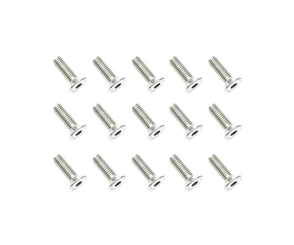 Square R/C M3 x 10mm Stainless Steel Flat Head Hex Screws (15 pcs.)