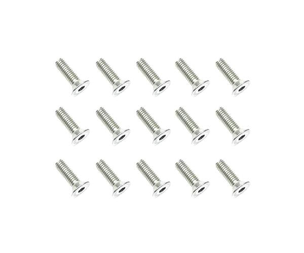 Square R/C M3 x 10mm Stainless Steel Flat Head Hex Screws (15 pcs.)