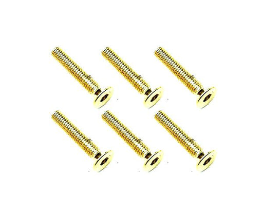 Square R/C M3 x 16mm Stainless Steel Flat Head Hex Screws, Gold Plated (6 pcs.)