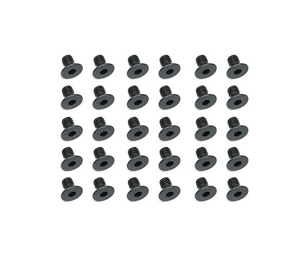 Square R/C M3 x 5mm Black Steel Flat Head Hex Screws (30 pcs.)
