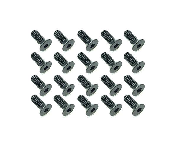 Square R/C M3 x 8mm Black Steel Flat Head Hex Screws (20 pcs.)