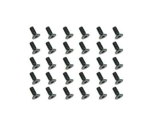 Square R/C M3 x 8mm Black Steel Flat Head Hex Screws (30 pcs.)