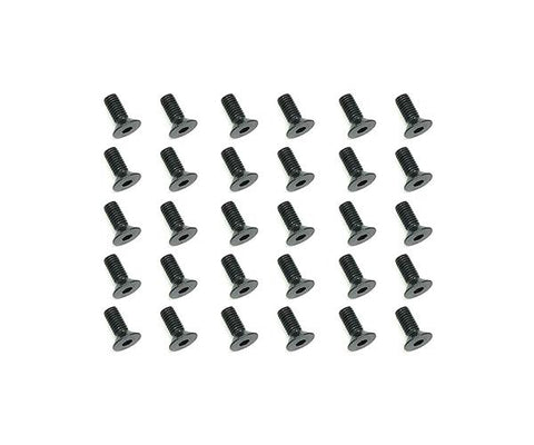 Square R/C M3 x 8mm Black Steel Flat Head Hex Screws (30 pcs.)