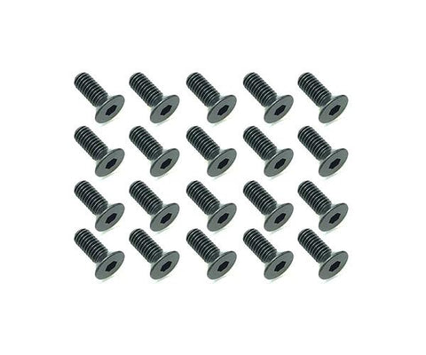 Square R/C M3 x 8mm Black Steel Flat Head Hex Screws (20 pcs.)