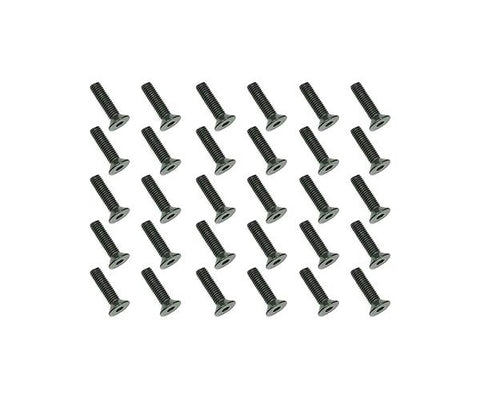 Square R/C M3 x 12mm Black Steel Flat Head Hex Screws (30 pcs.)
