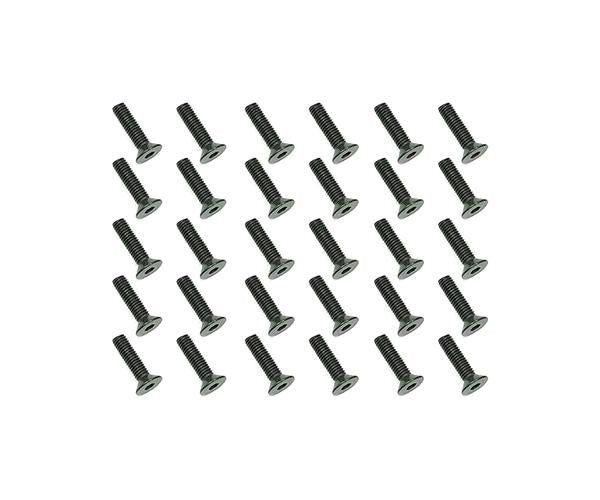 Square R/C M3 x 12mm Black Steel Flat Head Hex Screws (30 pcs.)