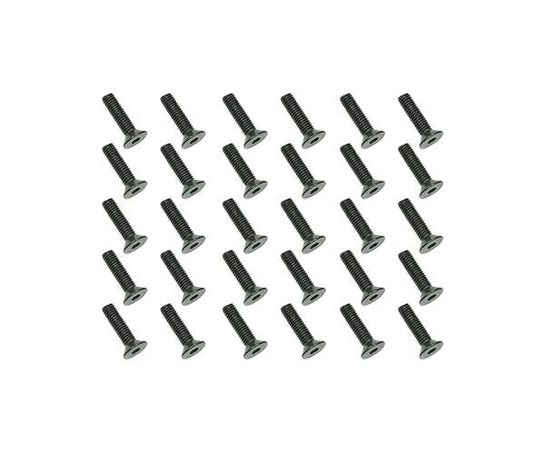 Square R/C M3 x 12mm Black Steel Flat Head Hex Screws (30 pcs.)