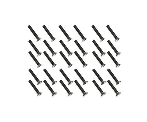 Square R/C M3 x 18mm Black Steel Flat Head Hex Screws (30 pcs.)