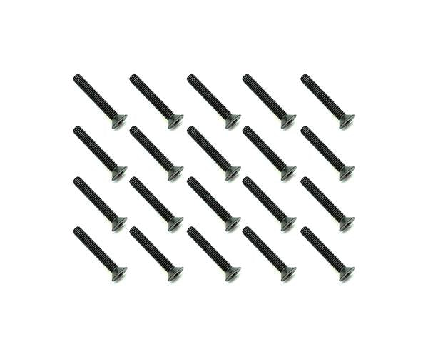 Square R/C M3 x 20mm Black Steel Flat Head Hex Screws (20 pcs.)