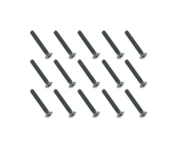 Square R/C M3 x 22mm Black Steel Flat Head Hex Screws (15 pcs.)