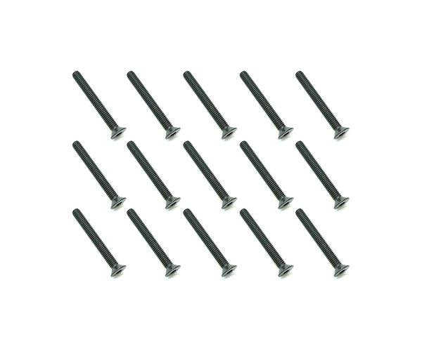 Square R/C M3 x 25mm Black Steel Flat Head Hex Screws (15 pcs.)