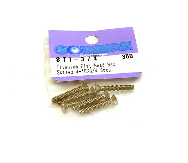 Square R/C 4-40 x 3/4in Titanium Flat Head Hex Screws (6 pcs.)