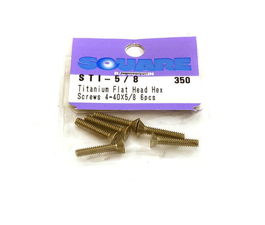 Square R/C 4-40 x 5/8in Titanium Flat Head Hex Screws (6 pcs.)