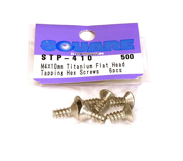 Square R/C M4 x 10mm Titanium Flat Head Hex Screws (6 pcs.)