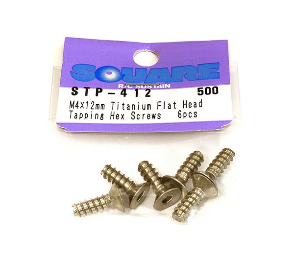 Square R/C M4 x 12mm Titanium Flat Head Hex Screws (6 pcs.)