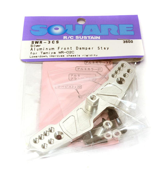 Square R/C Aluminum Front Damper Stay (for Tamiya WR02C) Silver