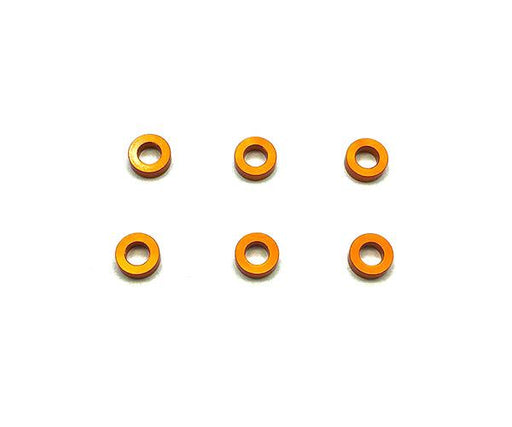 Square R/C M3 Aluminum Ball Stud Washers, 2mm Thick (Orange) 6 pcs.