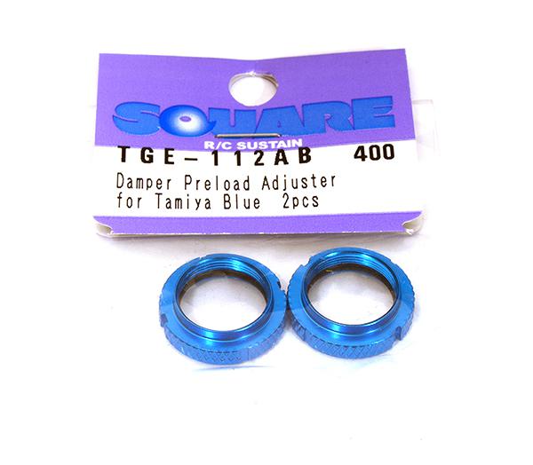 Square R/C Aluminum Damper Preload Adjuster for Tamiya, Blue (2 pcs.)