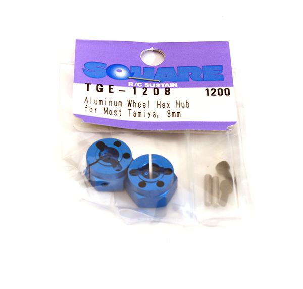 Square R/C Aluminum Wheel Hex Hub for Most Tamiya, 8mm (Blue)