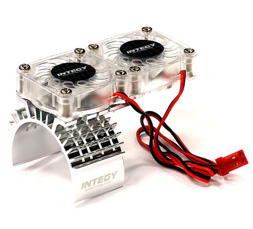 Silver Twin Cooling Fan w/ Motor Heatsink for Traxxas 1/10 Slash 4X4 (6808)