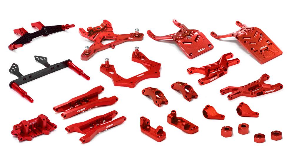 Red Complete Billet Machined Suspension Upgrade Kit for 1/10 Stampede 2WD