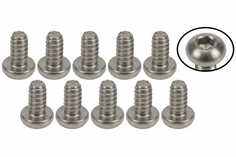 3Racing M2 x 4 Titanium Button Head Hex Socket - Machine (10 Pcs)