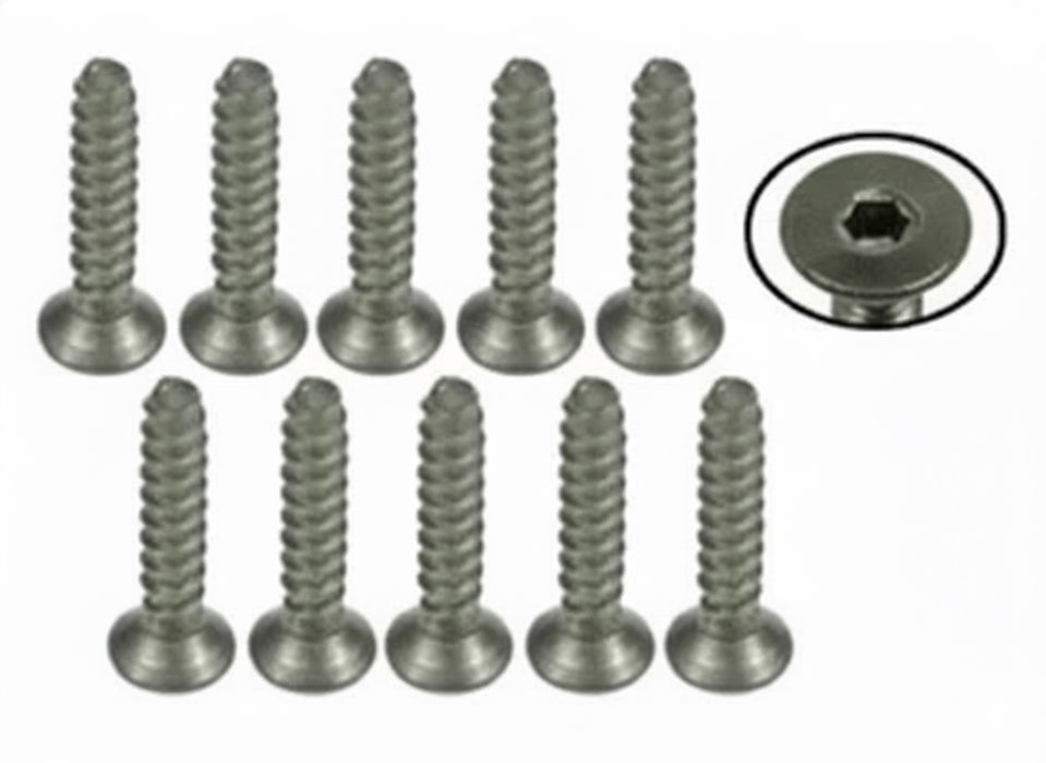 3Racing M2 x 10 Titanium Flat Head Hex Socket - Self Tapping (10 Pcs)