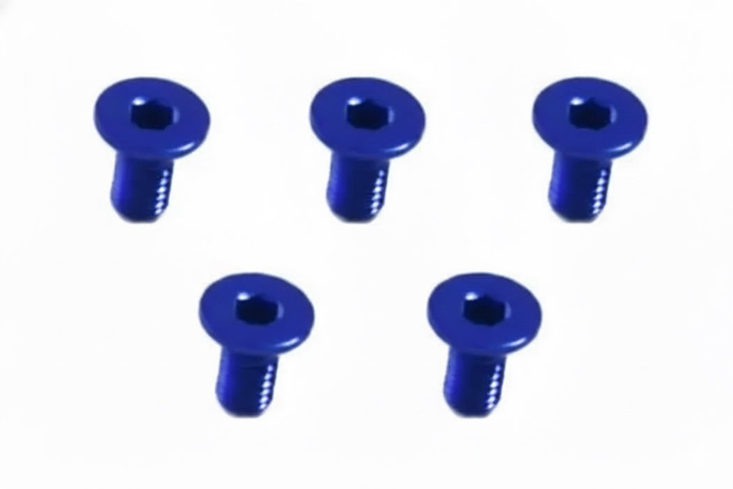 M3 x 6 AL7075 Flat Head Hex Socket - Machine (5 Pcs) Blue